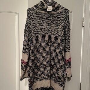 Free People Cozy Black and Cream Sweater